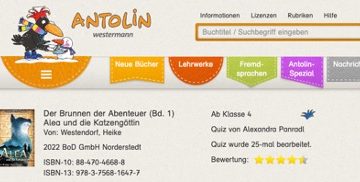 Alea und die Katzengöttin auf der Website von antolin.de